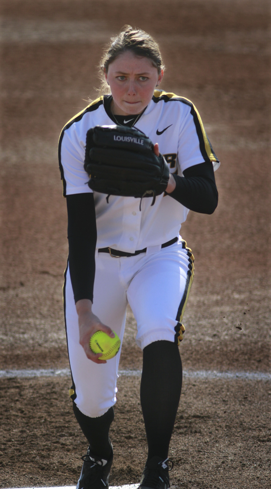 Freshman pitcher Tori Finucane pitches against Oklahoma State on March 22, 2014 at University Field in Columbia, Mo. Finucane was given three SEC honors on Tuesday including Freshman Player of the Year.